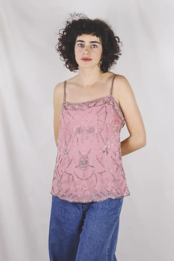 Aava vintagesilkkipaljettitoppi