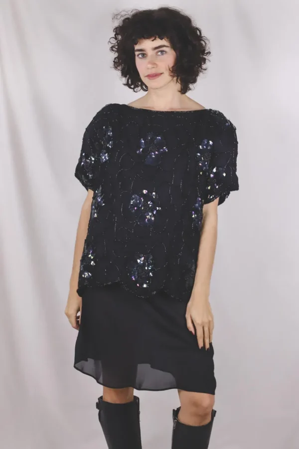 Adeline vintagesilkkipaljettipusero