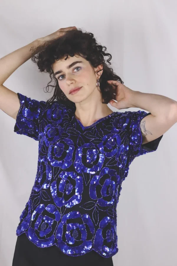 Alvine vintagesilkkipaljettipusero