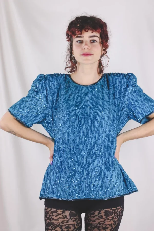 Amila vintagesilkkipaljettipusero
