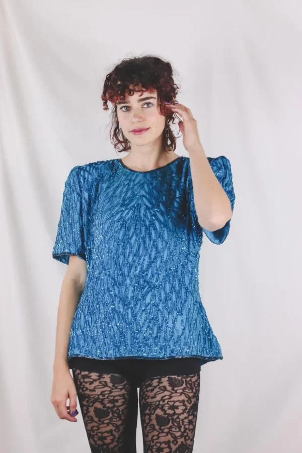 Amila vintagesilkkipaljettipusero