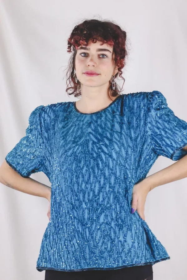 Amila vintagesilkkipaljettipusero