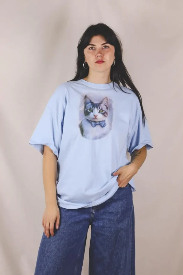 Baby blu cat vintage t-paita