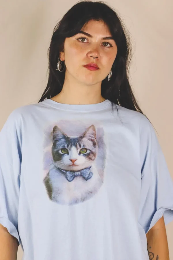 Baby blu cat vintage t-paita