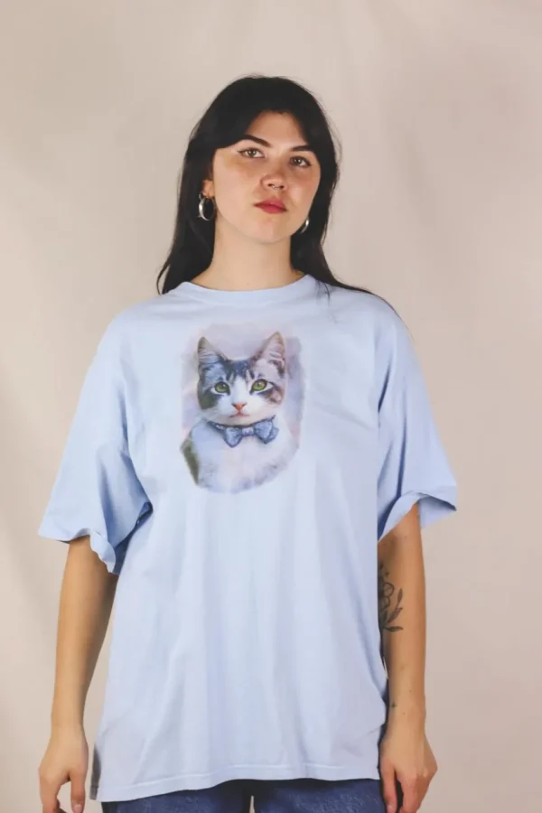 Baby blu cat vintage t-paita