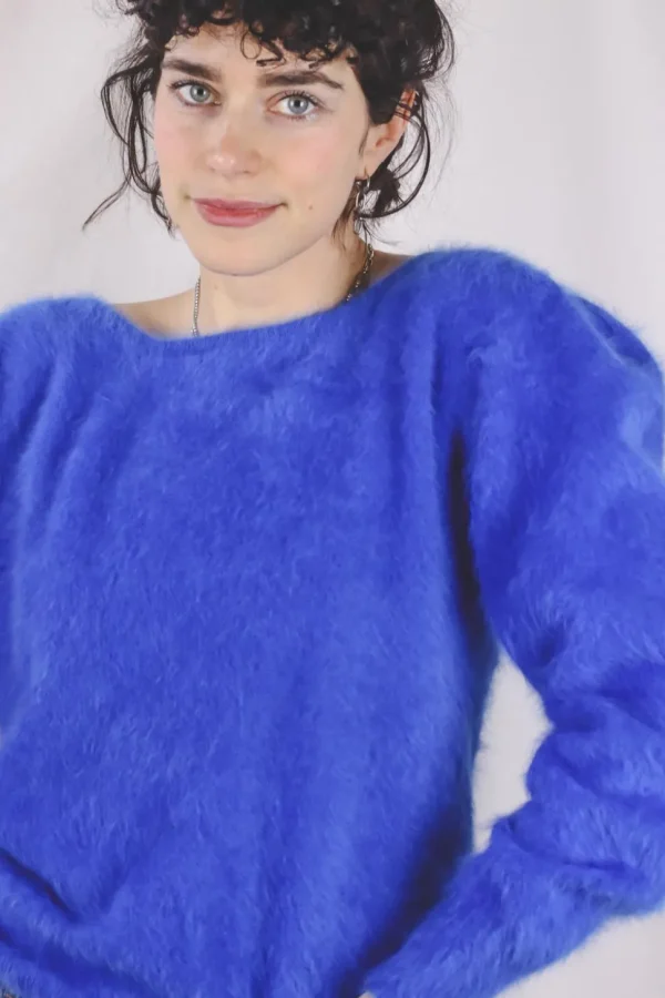 Blue vintageangoraneule