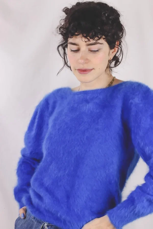Blue vintageangoraneule