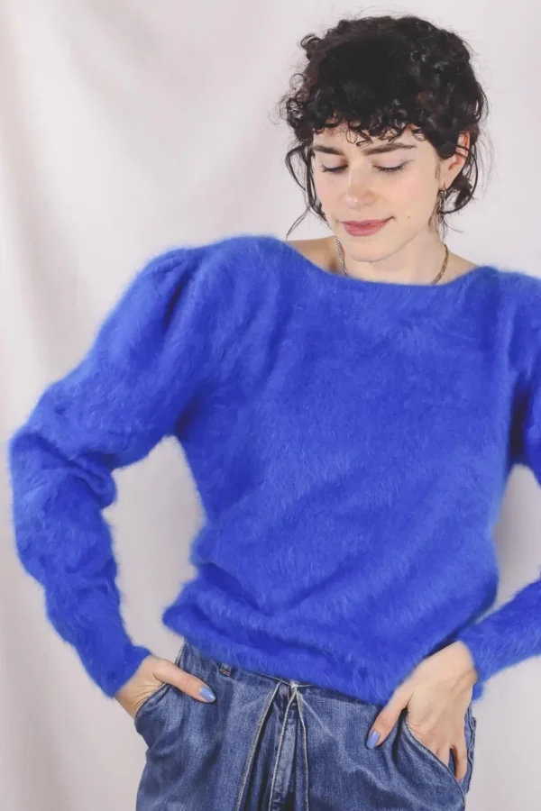Blue vintageangoraneule