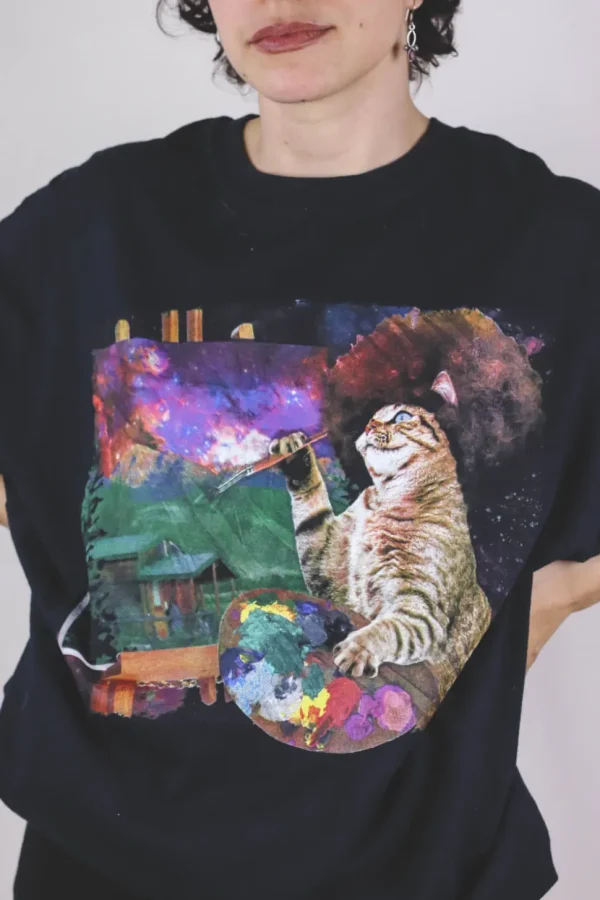 Bob Ross Cat vintage t-paita