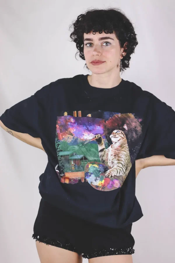 Bob Ross Cat vintage t-paita