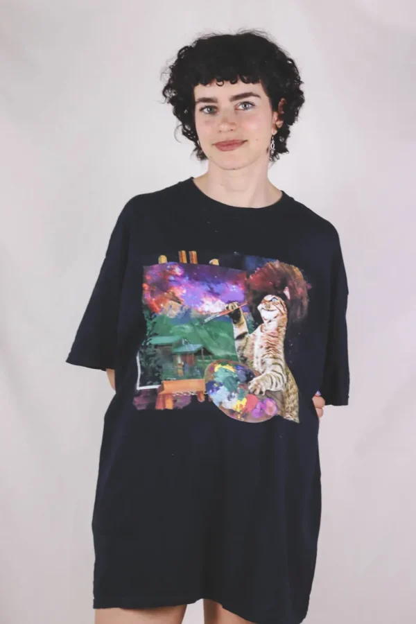 Bob Ross Cat vintage t-paita