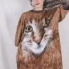Brown cat t-paita