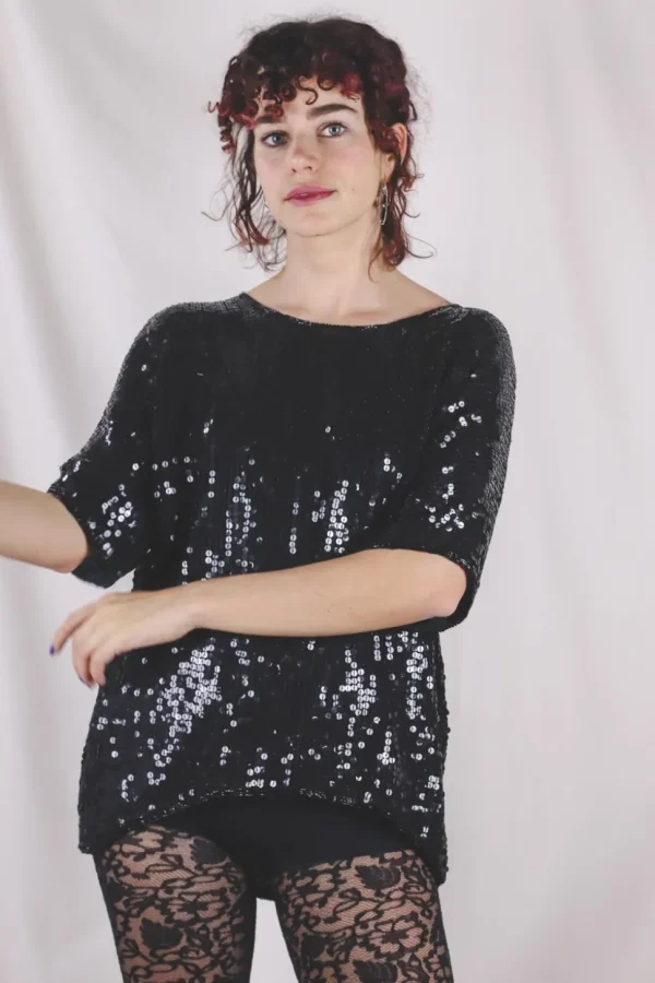 Dina vintagesilkkipaljettipusero