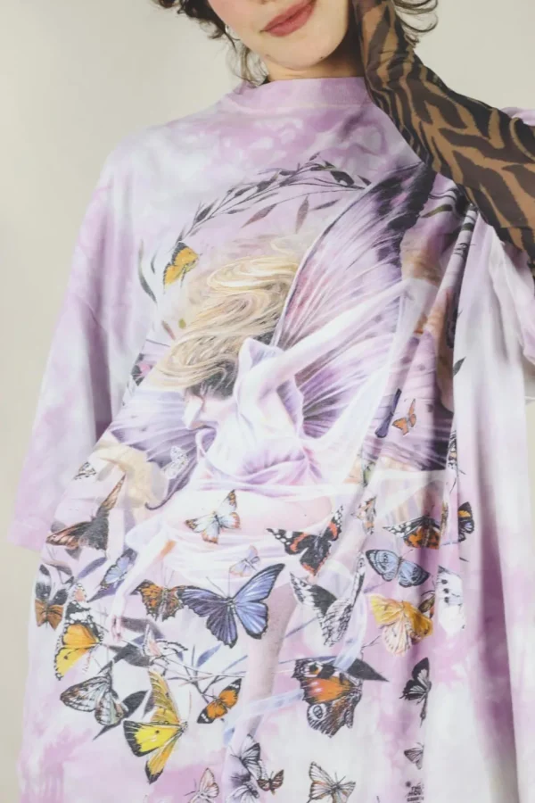 Fairy and butterflies vintage t-paita