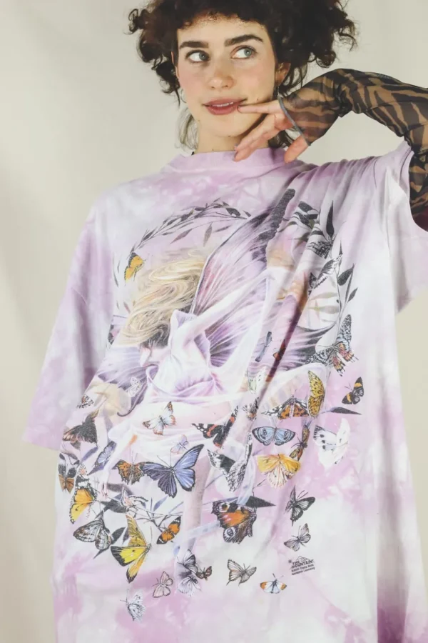 Fairy and butterflies vintage t-paita