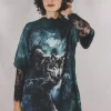 Green night wolf 10-luvun t-paita