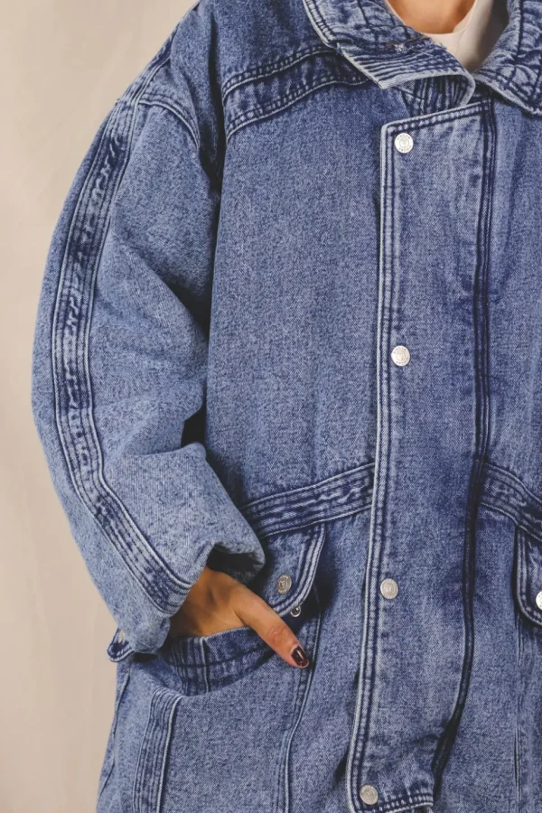 Laidi vuorellinen vintagefarkkutakki