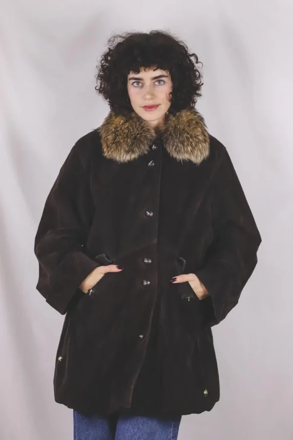 Leia vintagemokkanahkaparkatakki