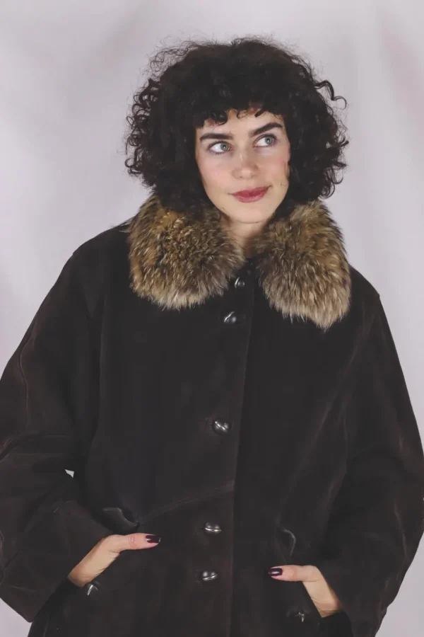 Leia vintagemokkanahkaparkatakki