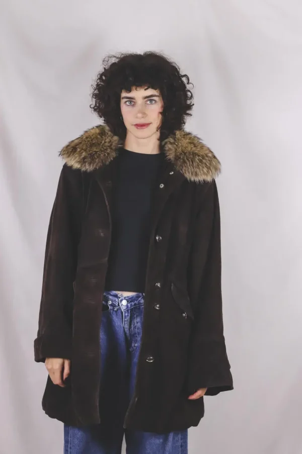 Leia vintagemokkanahkaparkatakki