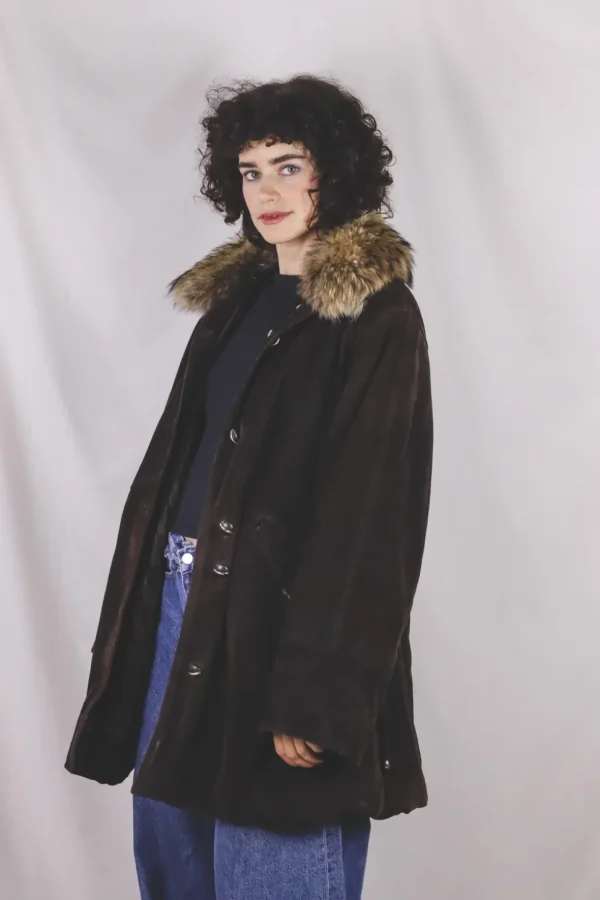 Leia vintagemokkanahkaparkatakki