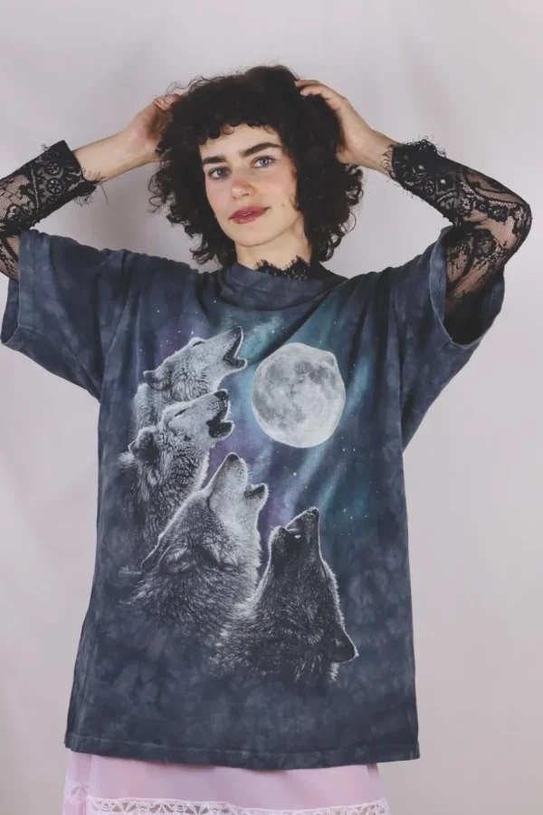 Night sky wolf 10-luvun t-paita