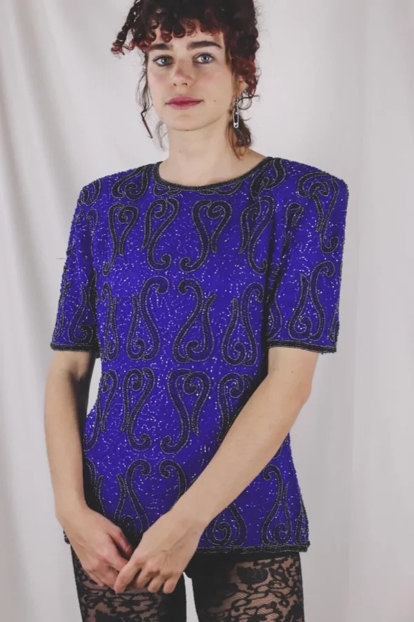 Sofi vintagesilkkipaljettipusero