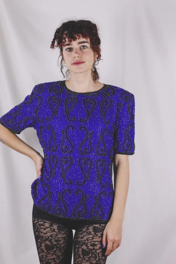 Sofi vintagesilkkipaljettipusero