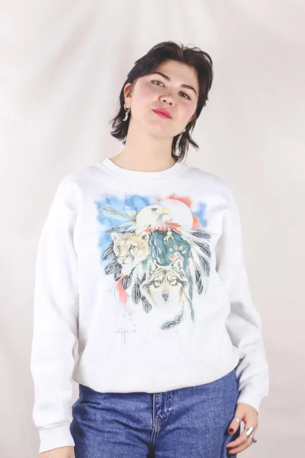 White wildlife 90-luvun vintagecollege