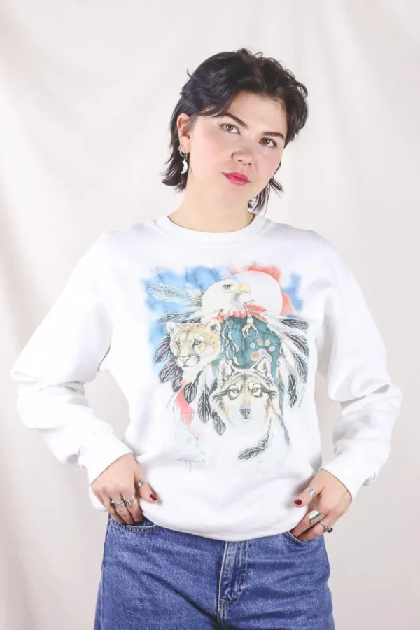 White wildlife 90-luvun vintagecollege