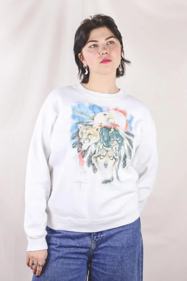 White wildlife 90-luvun vintagecollege