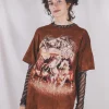 WIld horses brown vintage t-paita